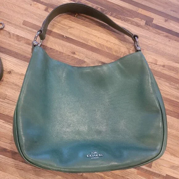 Coach Nomad Hobo Dark Green Glove tanned Leather Shoulder Bag Purse 36026 - Picture 2 of 14